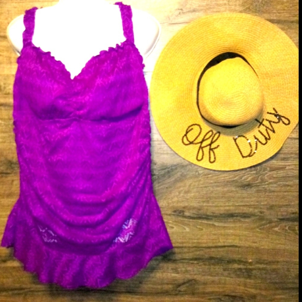 Mossimo Swim Suit Size 3X Peplum Mesh Ruched - Picture 3 of 11